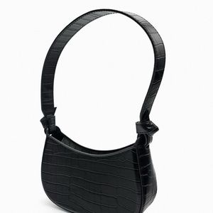 Mock croc half-moon shoulder bag